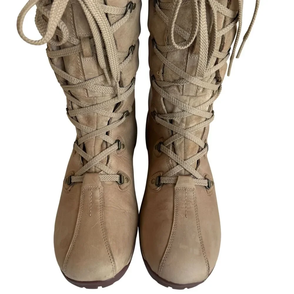 Helly Hansen Skuld 4 Winter Waterproof Leather Boots Beige Women's Size 9.5